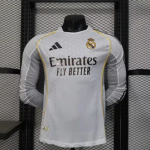 2025-2026 Long Sleeve  Player Version Real Madrid HomeFootball Jersey